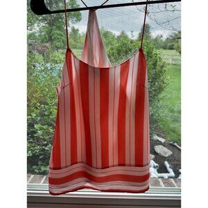 Banana Republic Orange & White Striped Lined Racerback Tank Top Size 2‎